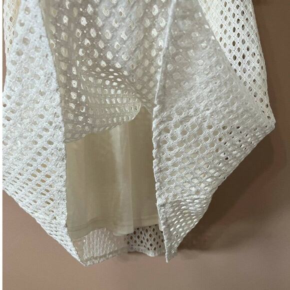 listicle Ivory Textured Woven Halter Neck mini dress Ruffle Sz S Short Sleeve - Picture 5 of 11